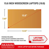High Clarity Gold 15.6 Inch (Diagonally Measured) Privacy Screen Filter for Widescreen Laptops Anti Glare