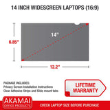 14.0 Inch (Diagonally Measured) Privacy Screen Filter for Widescreen Laptops